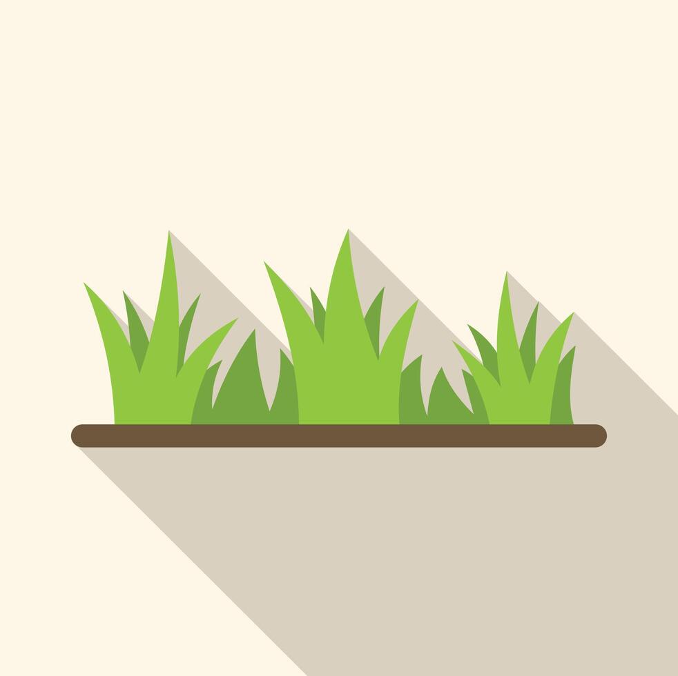 Green grass growing from ground with long shadow vector