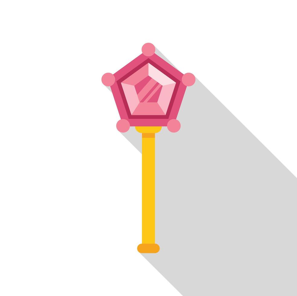 Pink magic wand with big gem is casting a spell vector