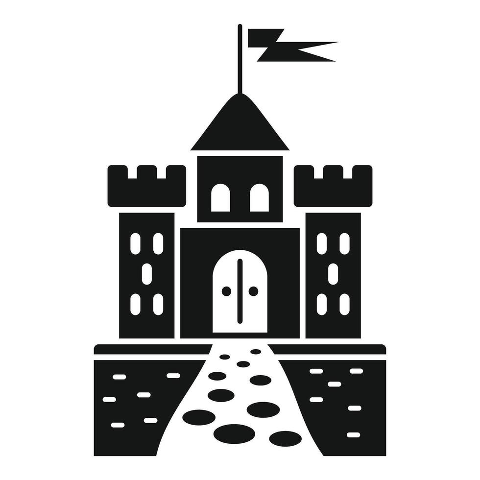 Medieval stone castle with cobblestone path leading to entrance vector