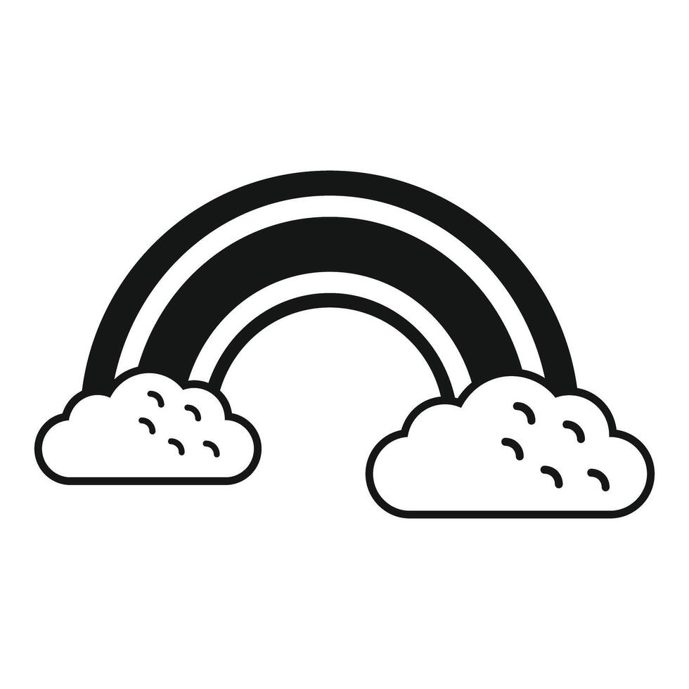 Black and white rainbow arcing over fluffy clouds vector