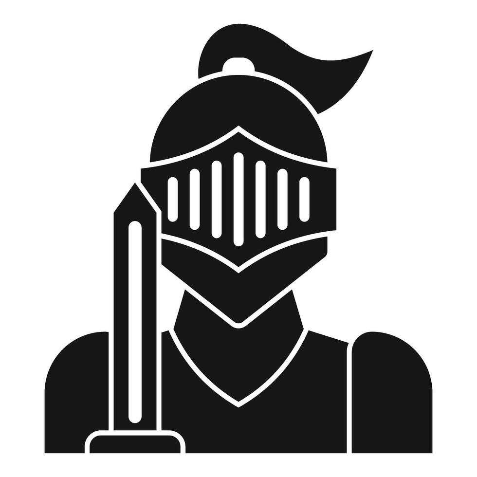 Medieval knight holding sword protecting king icon silhouette vector
