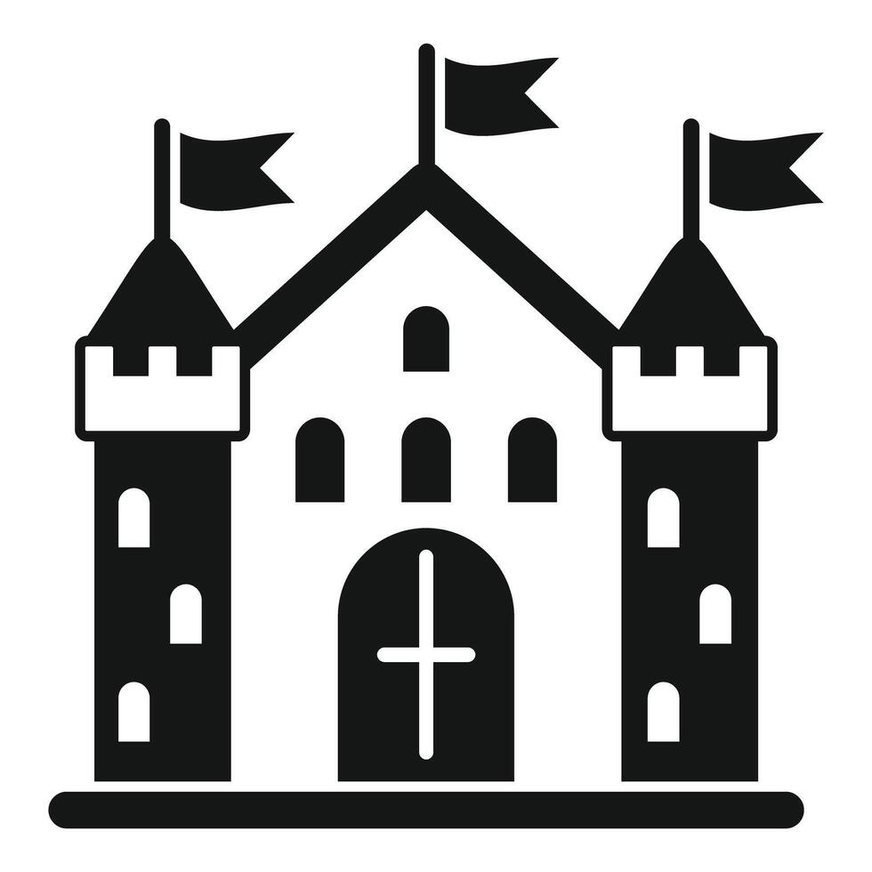 Medieval castle with flags waving showing european history vector