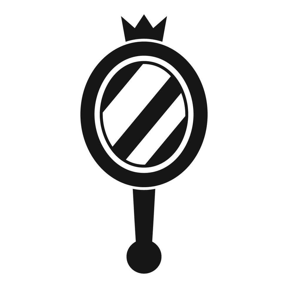 Queen hand mirror with crown reflecting light in simple style icon vector