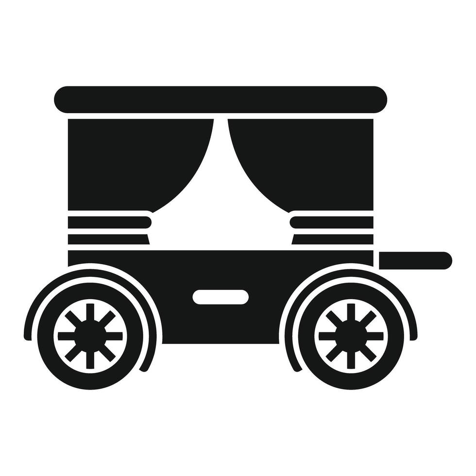 Horse carriage with curtains covering top silhouette icon vector