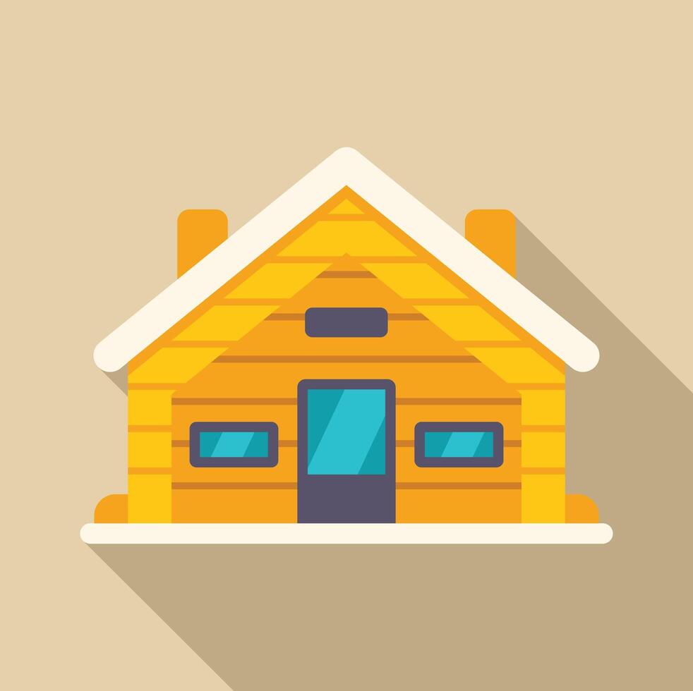 Small wooden house covered with snow in flat design style vector