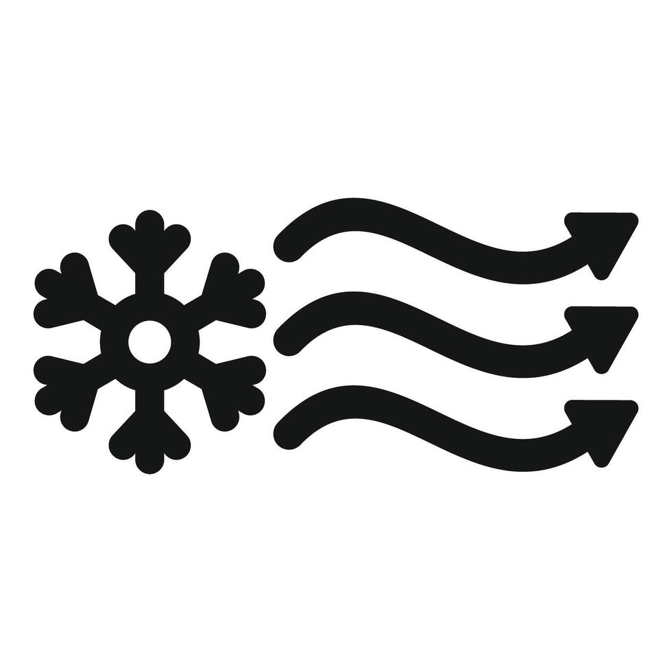 Snowflake icon representing cold air flowing with arrows vector