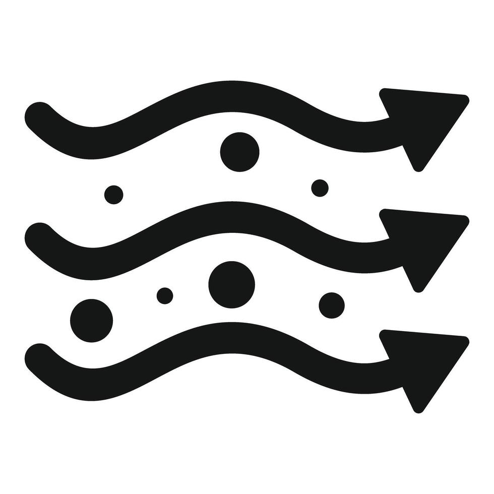 Airflow icon showing air particles moving with arrows vector