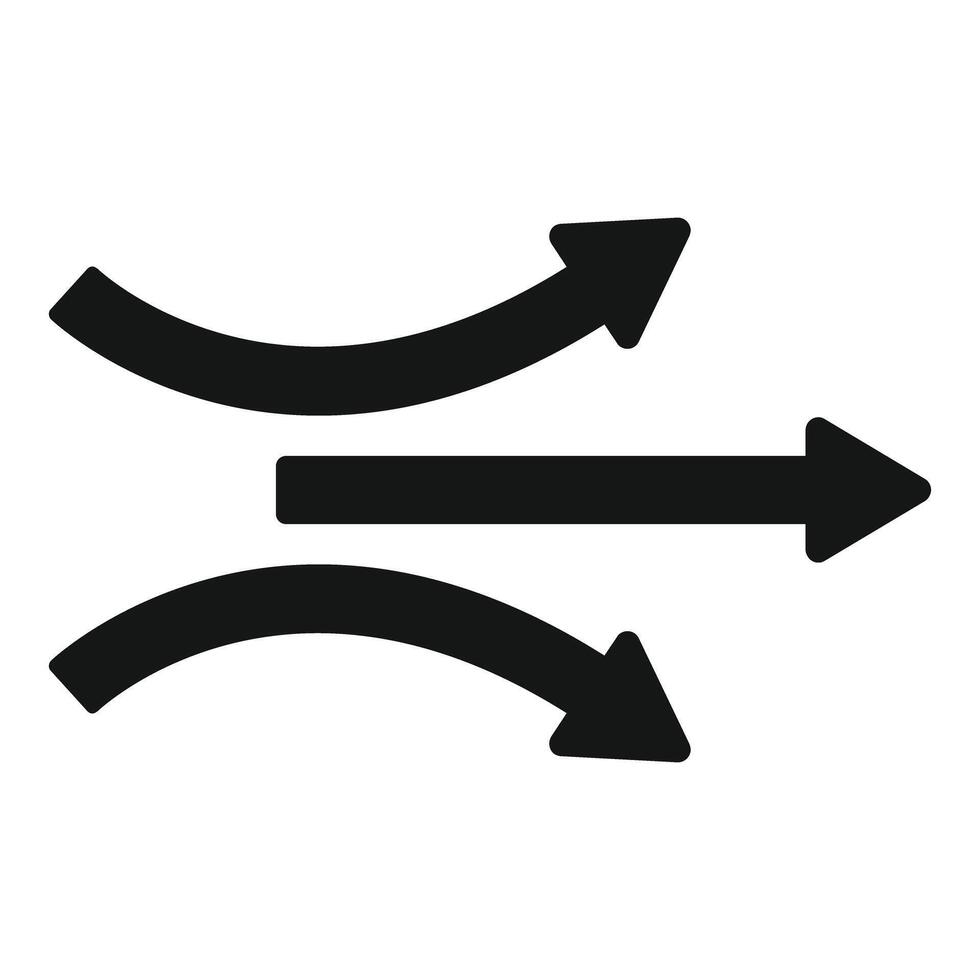 Three black arrows pointing in different directions vector