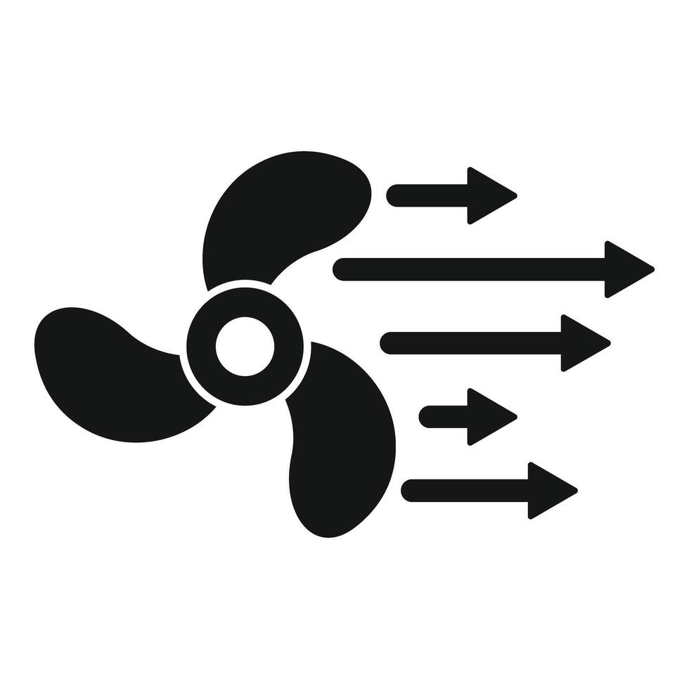 Propeller generating strong air flow with arrows icon vector