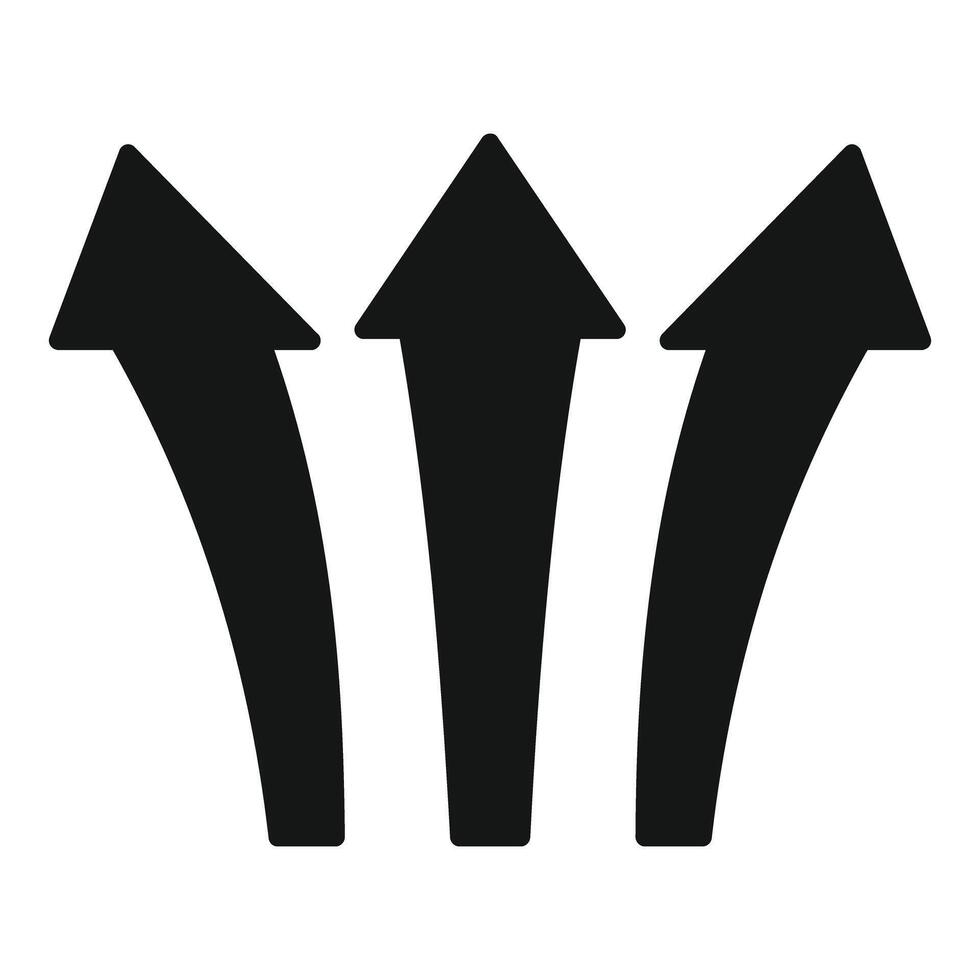 Three black arrows pointing upwards on white background vector