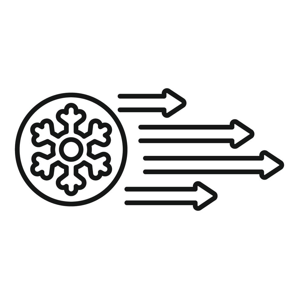 Snowflake moving fast with arrows showing air conditioning power vector