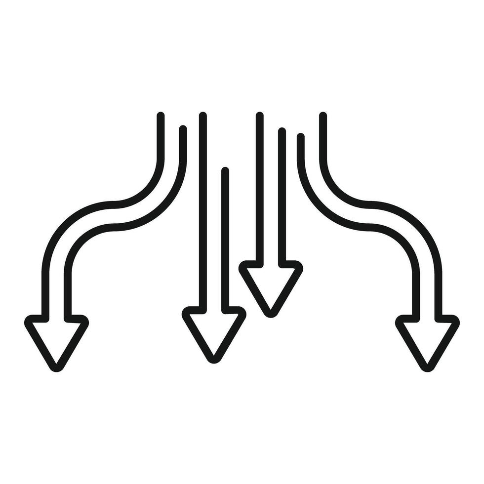 Arrows pointing down representing decrease trend icon vector