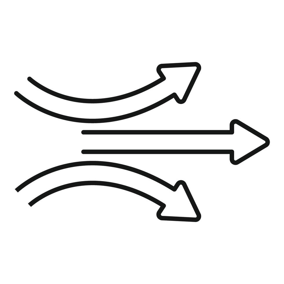 Three arrows pointing in different directions icon vector