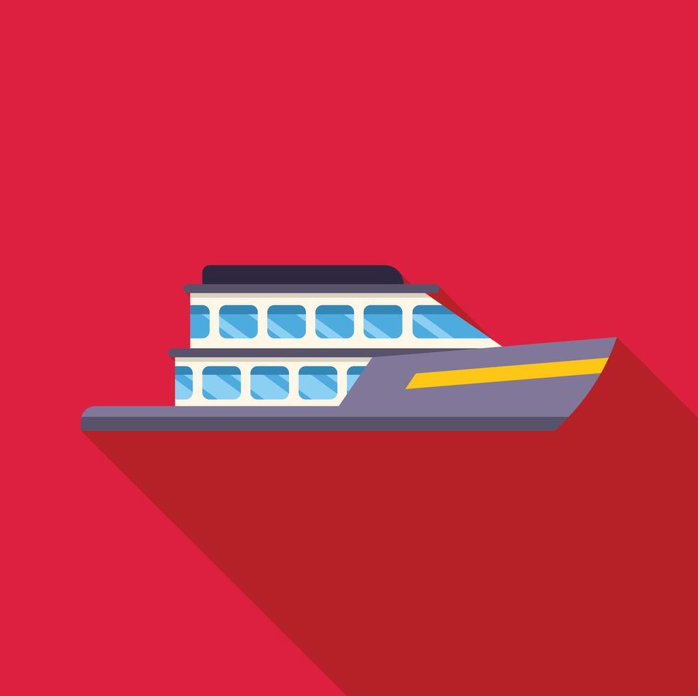 Large passenger ship cruising on water with long shadow vector