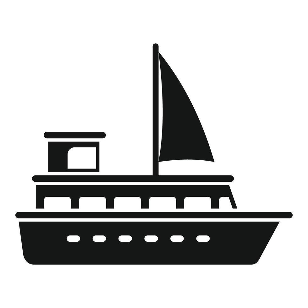 Small passenger ship with open deck sailing the sea vector