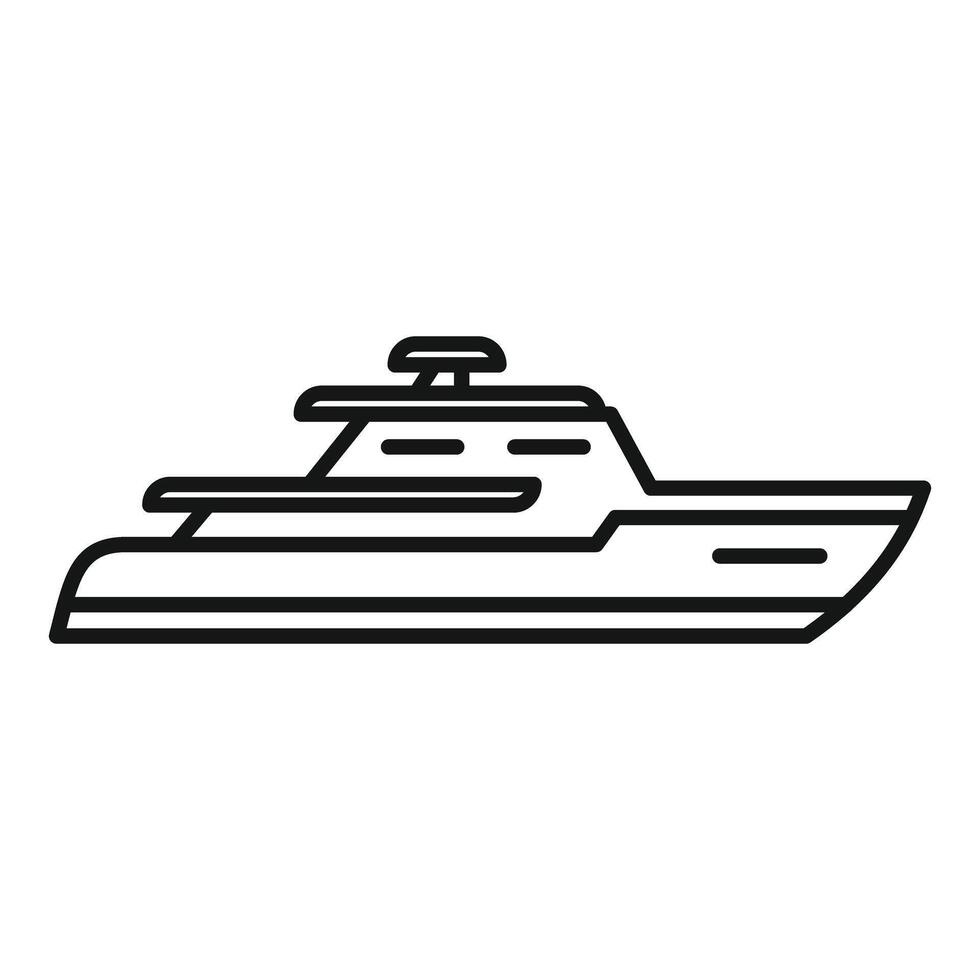 Modern yacht sailing on the sea side view line icon vector