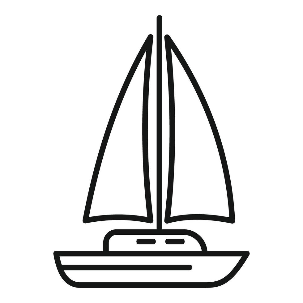 Sailboat sailing on the ocean waves line art icon vector