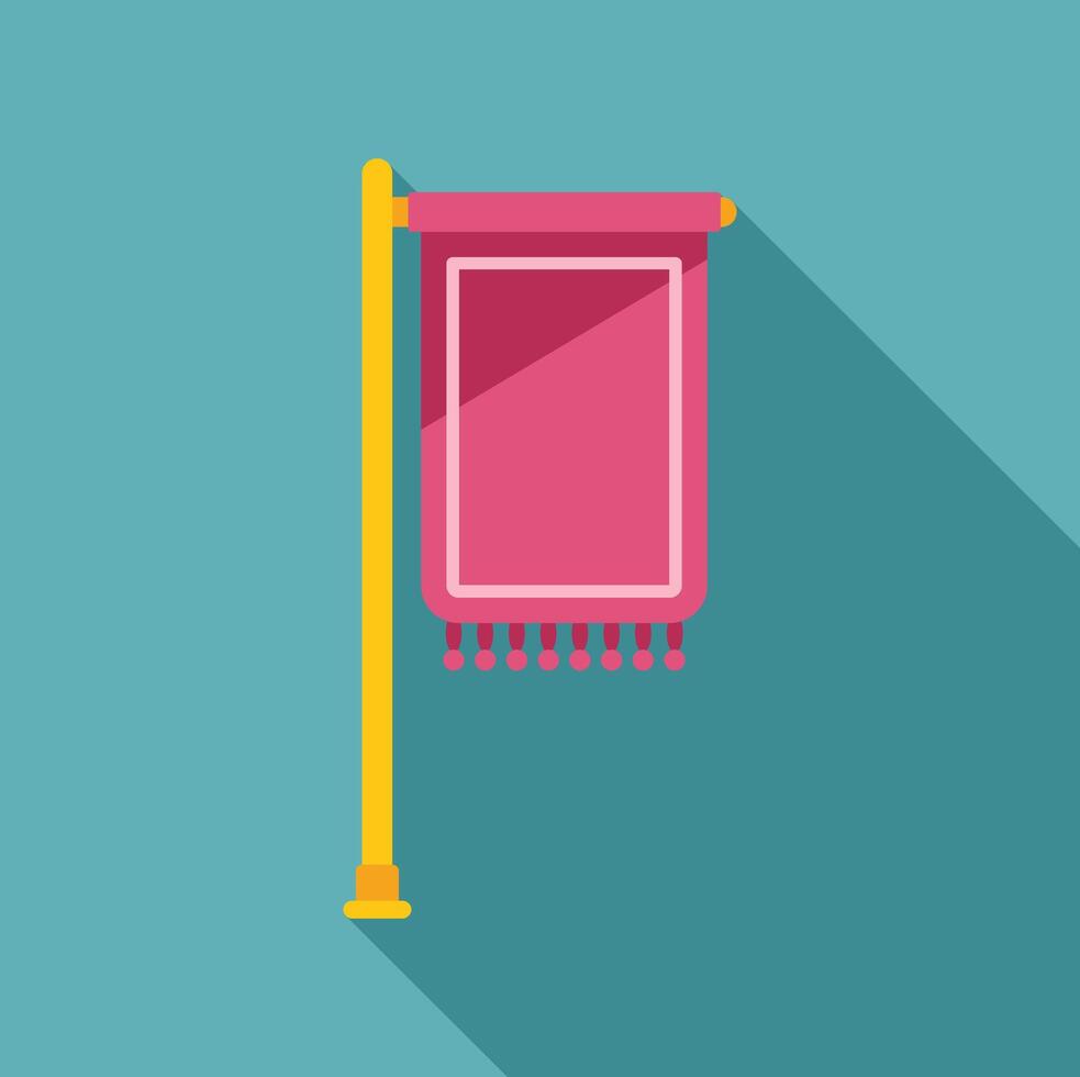 Pink royal flag waving on flagpole with golden elements vector