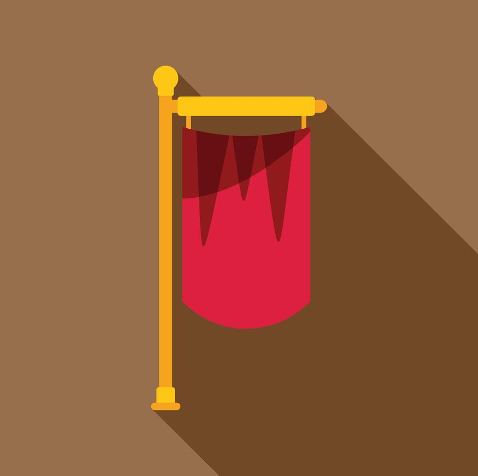 Red medieval flag waving on flagpole vector