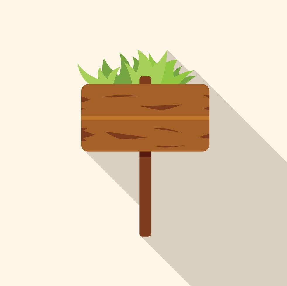 Wooden signpost with grass growing on top is showing the way vector