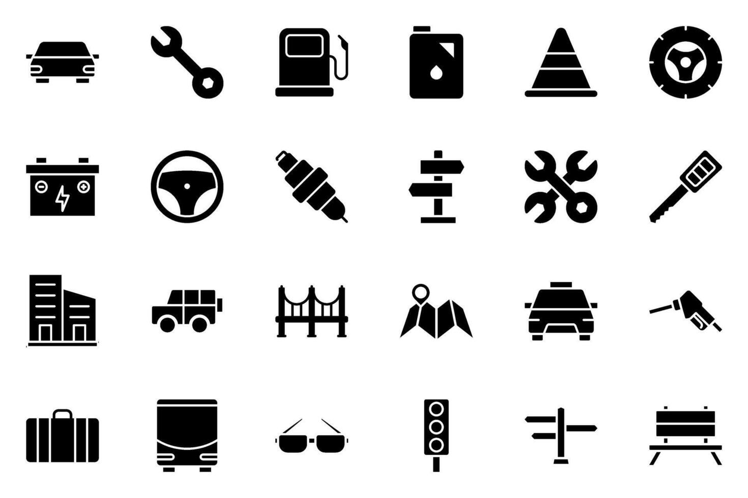 car, city trip and workshop icon symbol template collection vector