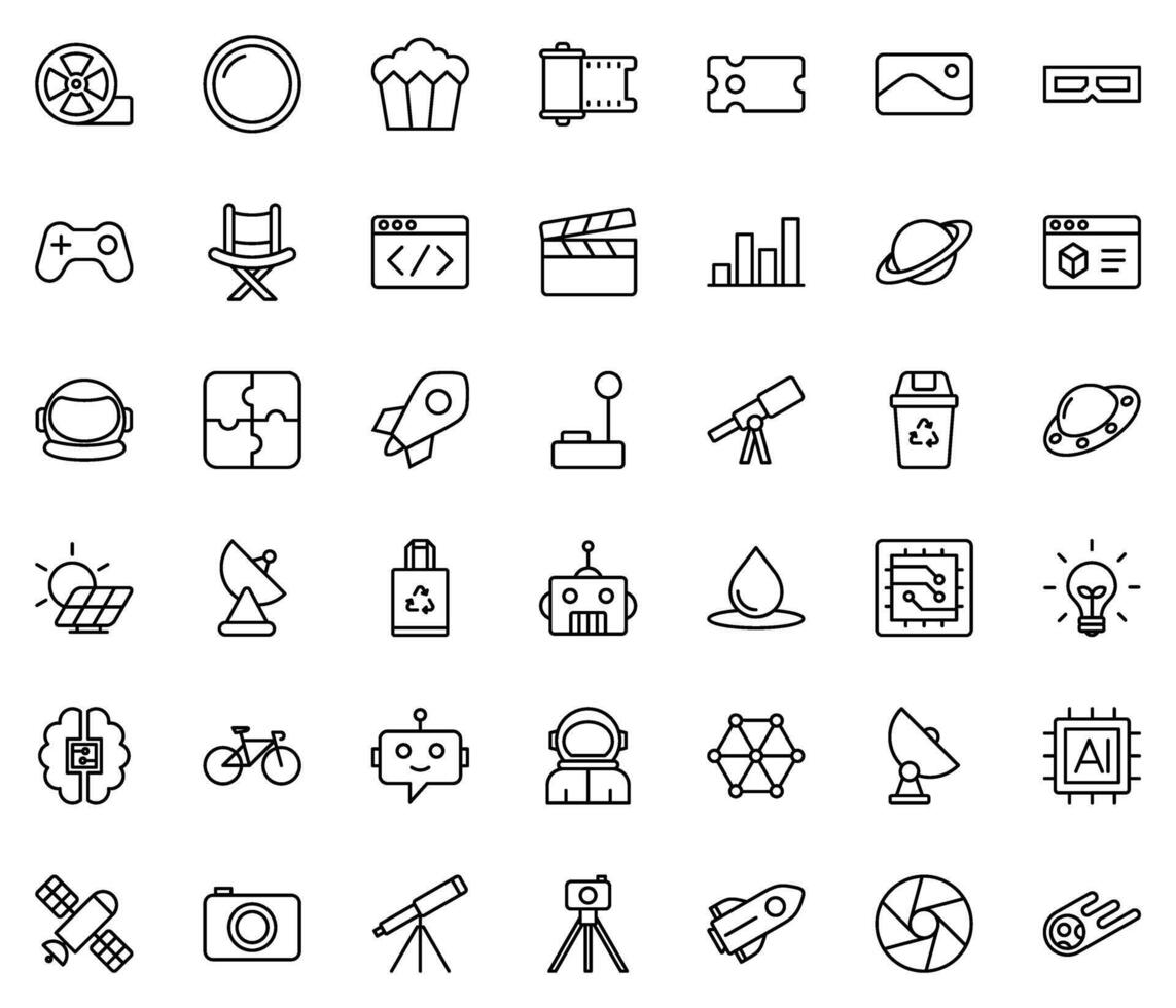Space Exploration, Movie and Technology icon symbol template collection vector