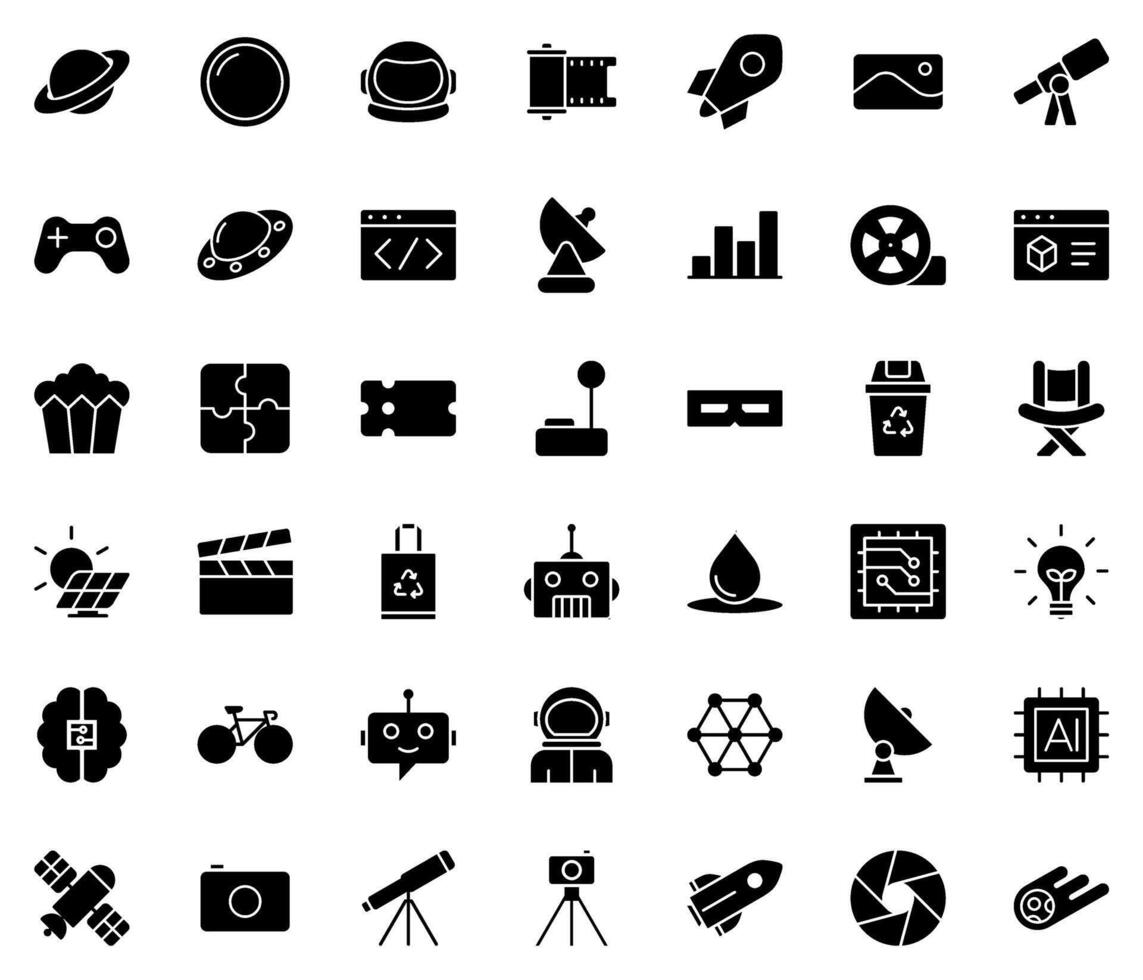 Space Exploration, Movie and Technology icon symbol template collection vector