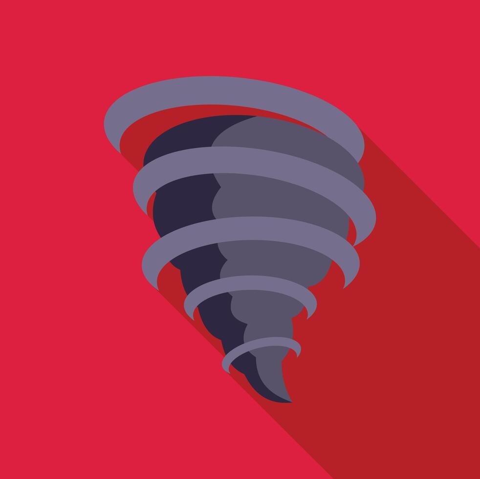 Grey tornado rotating with long shadow on red background vector