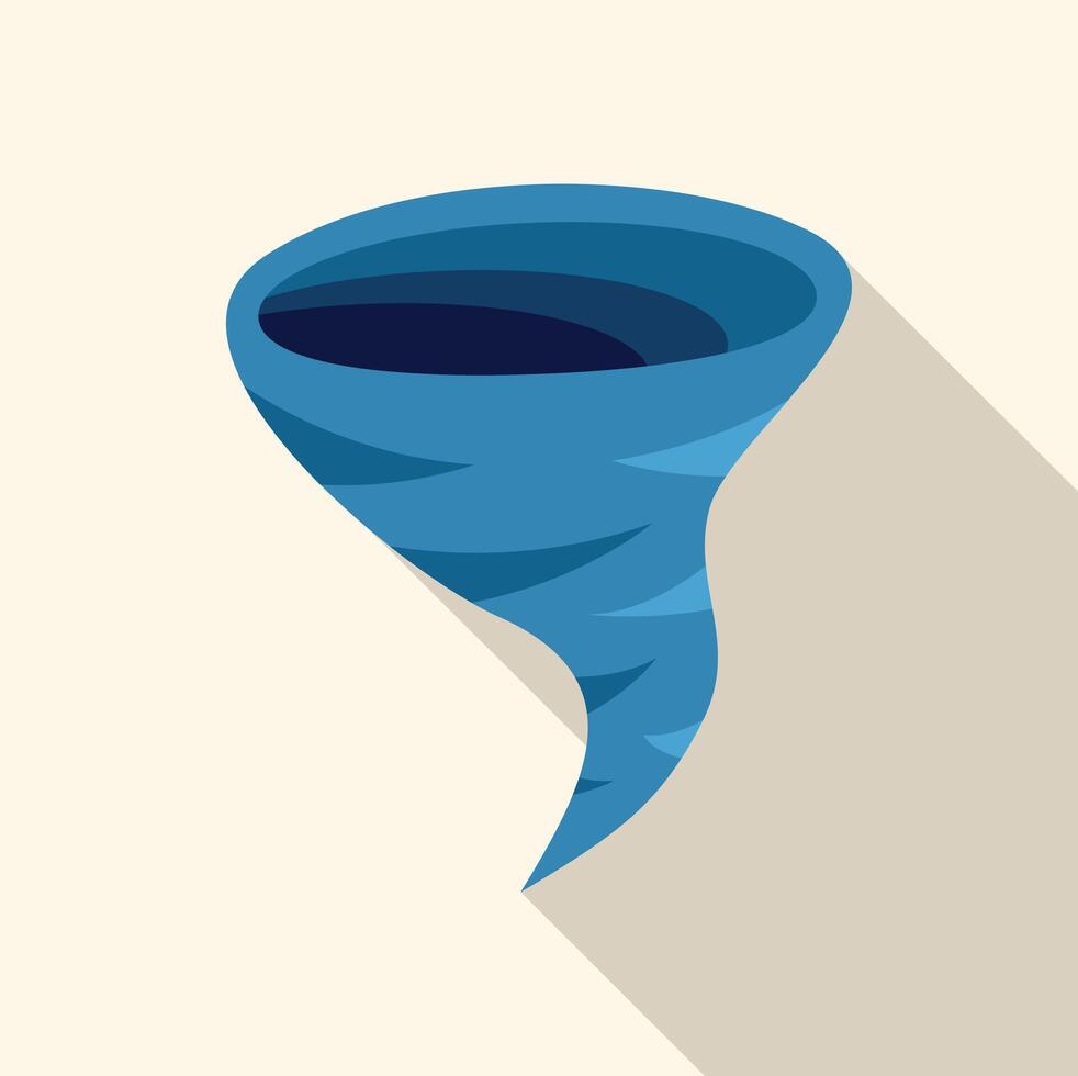 Blue tornado rotating and forming a vortex with long shadow vector