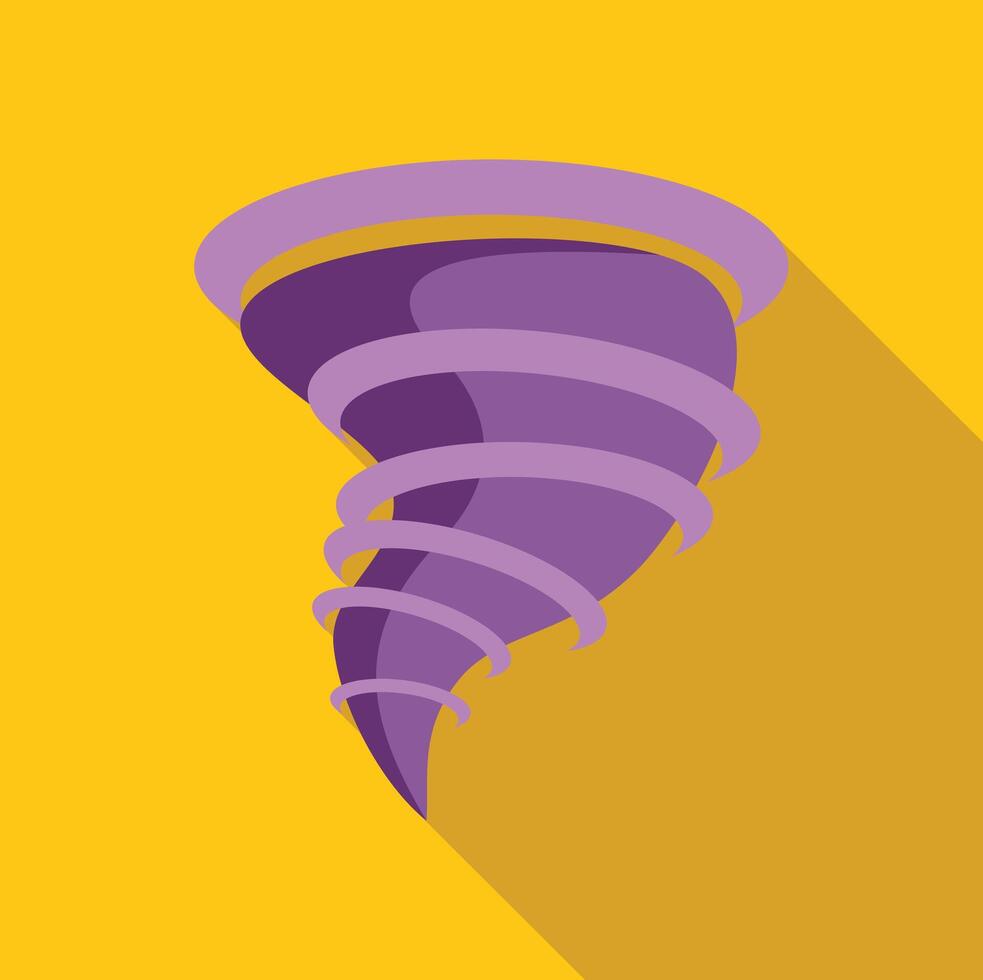 Purple tornado spinning on yellow background with long shadow vector