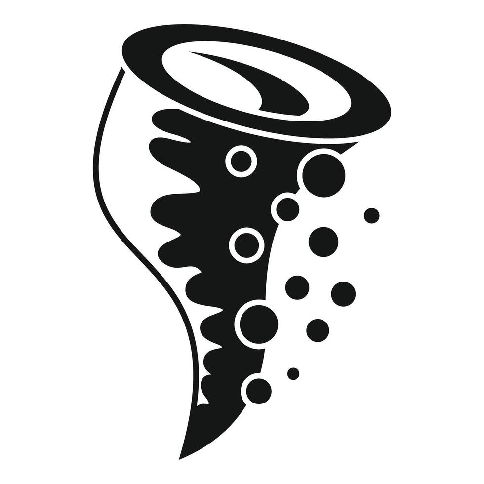 Black tornado rotating with debris and air bubbles vector