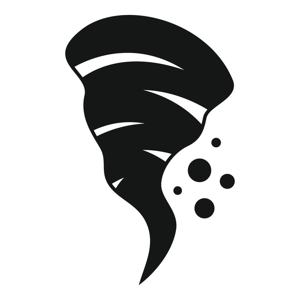 Black silhouette of tornado rotating with debris flying around vector