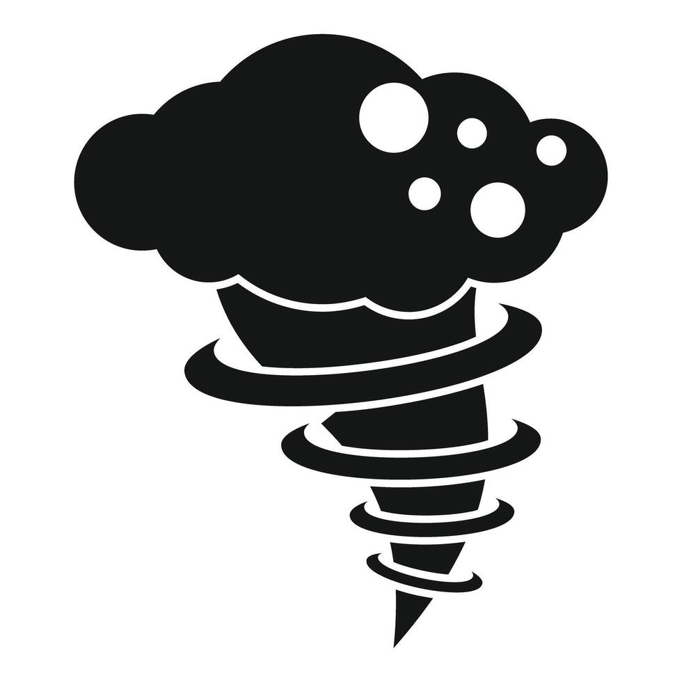 Black tornado spinning with clouds above forming a hurricane vector