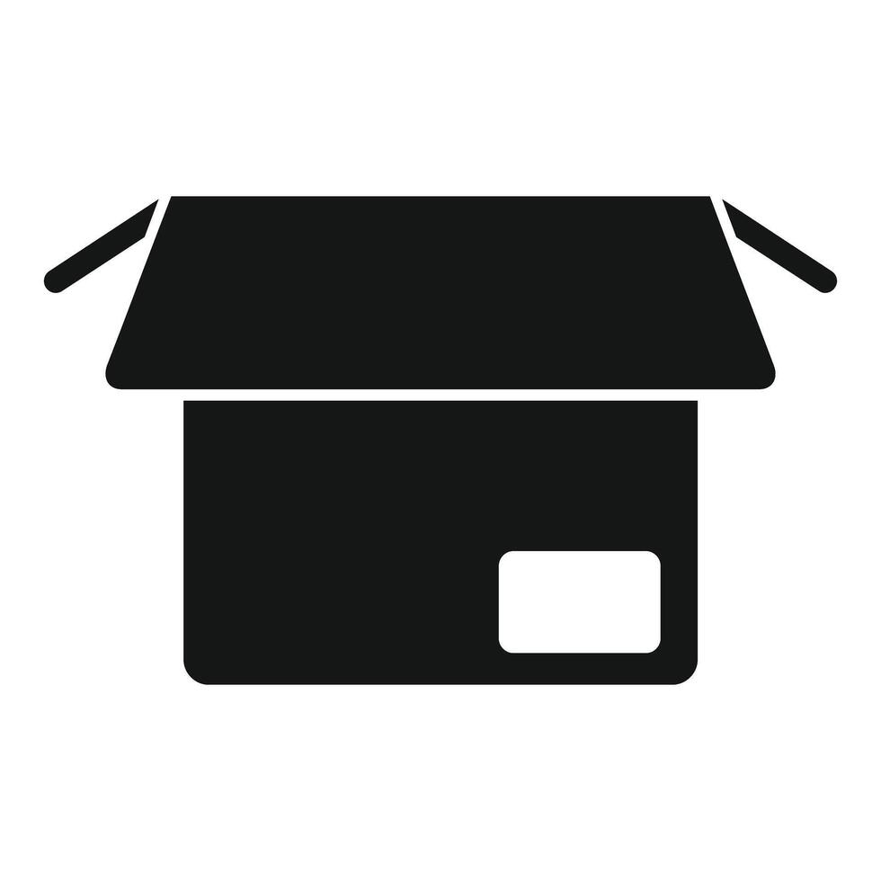 Black opened cardboard box icon representing storage and delivery vector