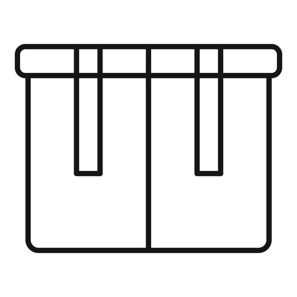 Opened rectangular parcel box with stripes icon outline vector