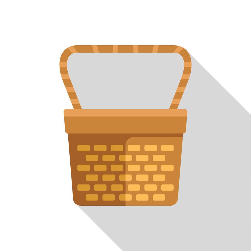 Empty wicker picnic basket with closed lid on white background vector