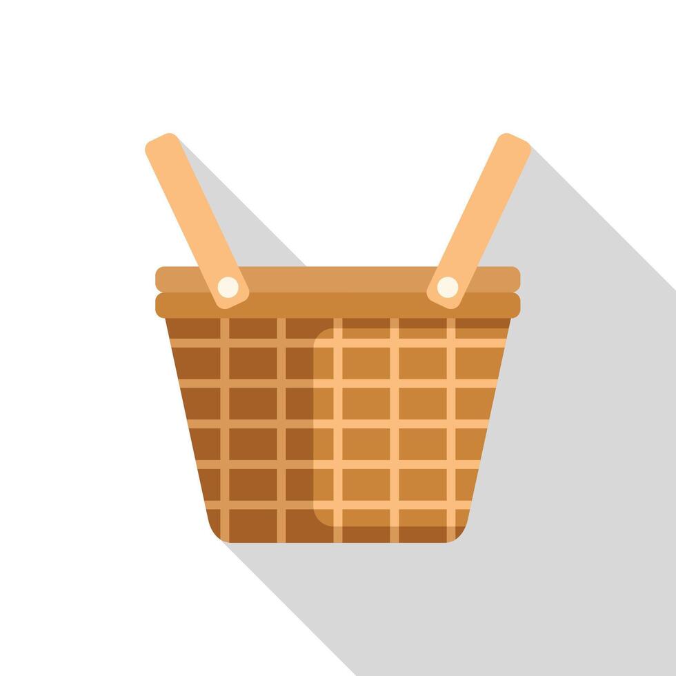 Empty picnic basket with lid and wooden handles closed vector