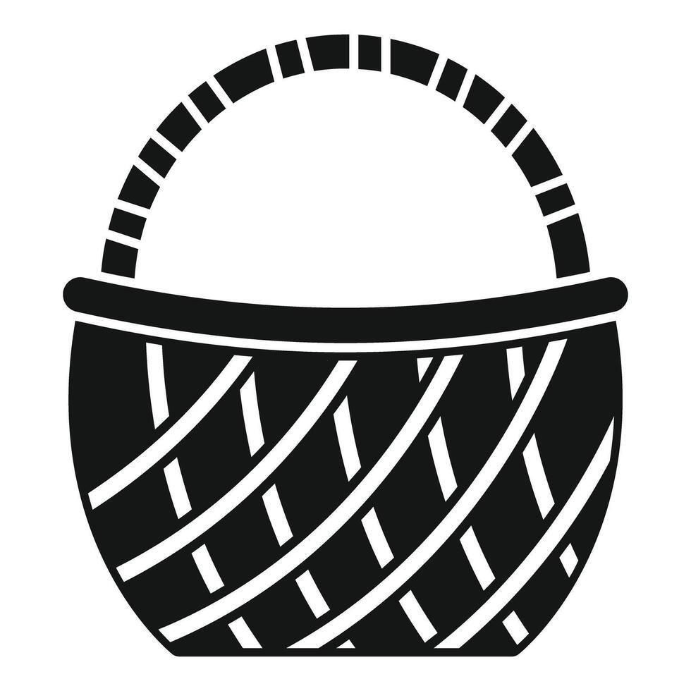 Empty wicker basket with handle for picnic or shopping trip vector