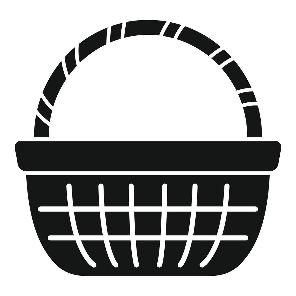 Empty wicker basket icon representing picnic and storage vector