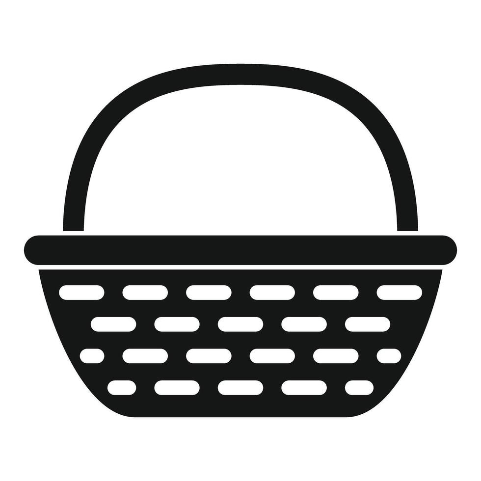Empty wicker basket icon representing picnic and storage vector