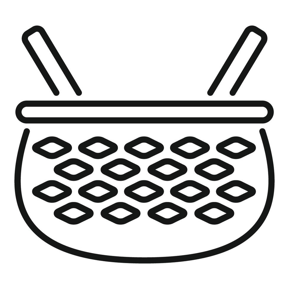 Empty wicker basket with handles for picnic or shopping vector