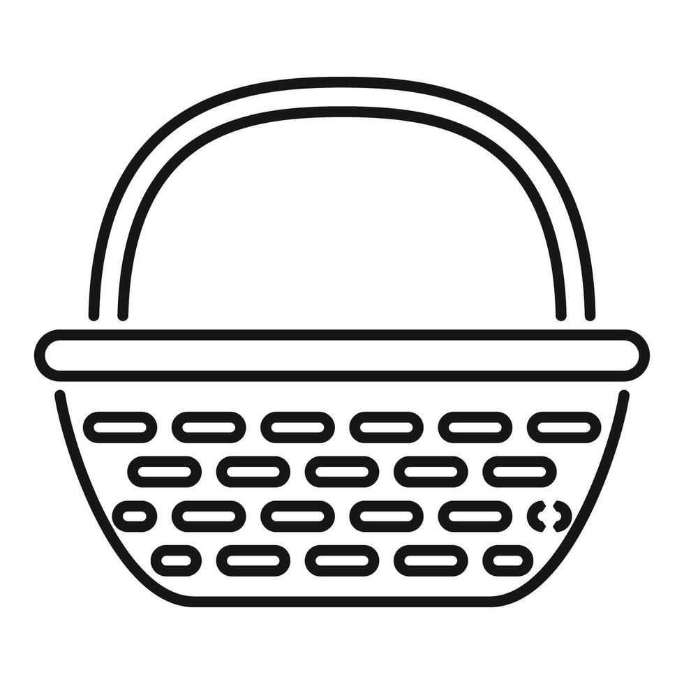 Empty wicker basket icon representing picnic basket for carrying food vector