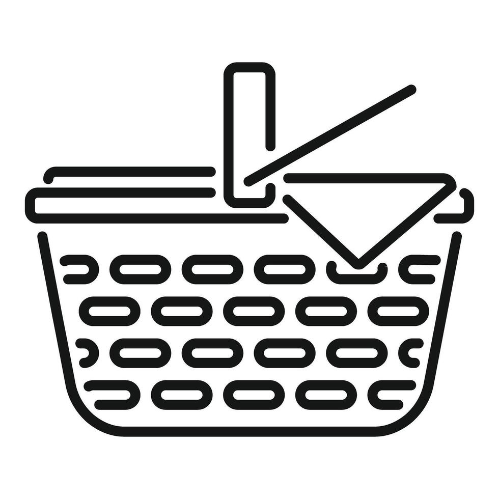 Empty picnic basket closed with checkered blanket waiting for food vector