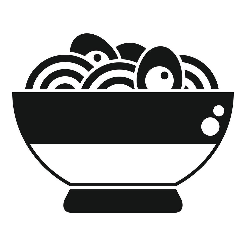 Bowl full of noodles with eggs being served for dinner vector