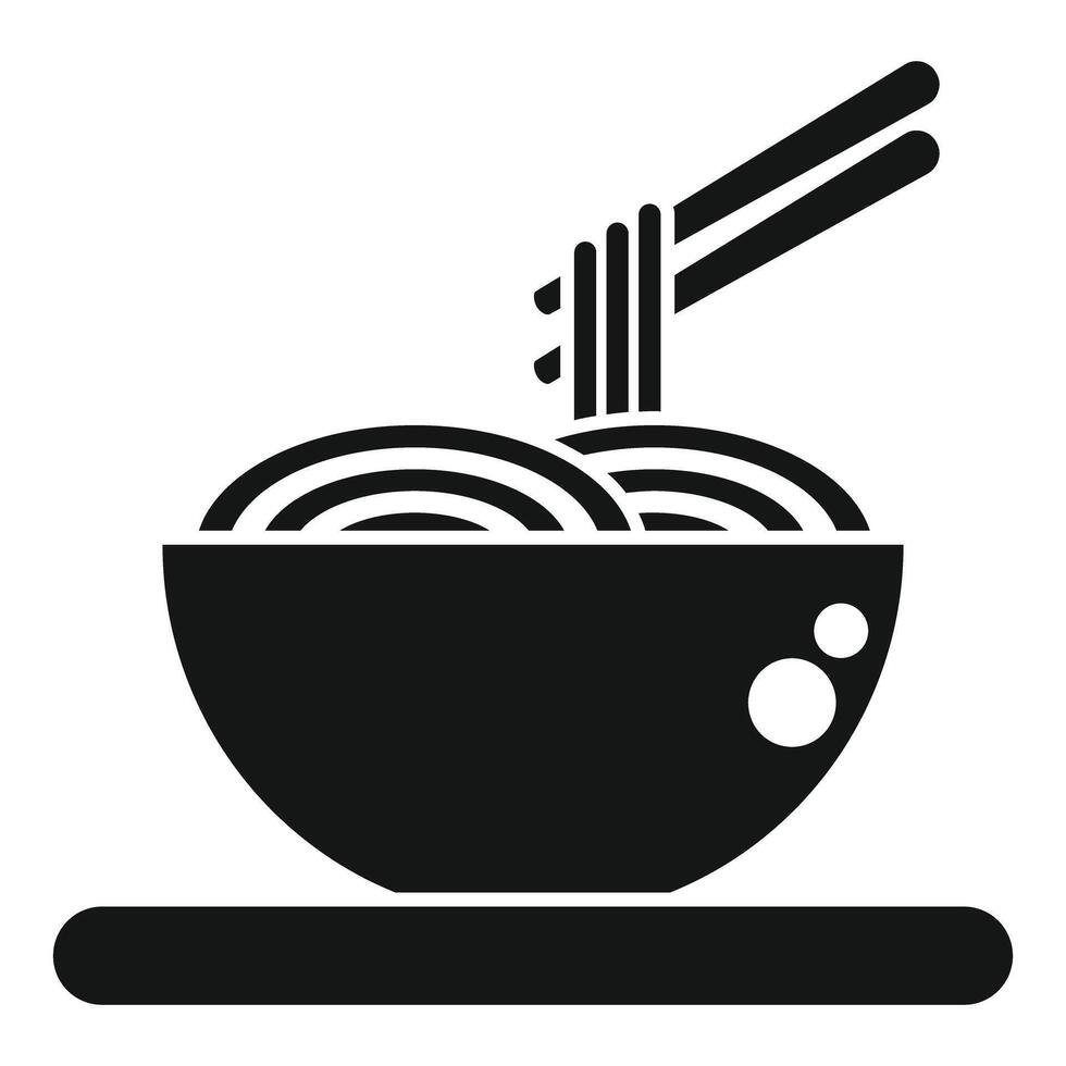 Chopsticks taking noodles from bowl icon vector