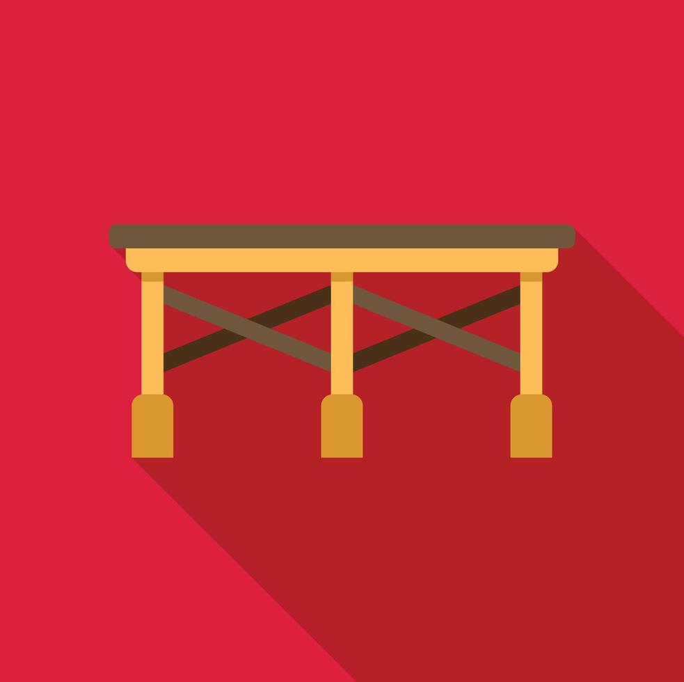 Simple wooden market counter standing on red background vector