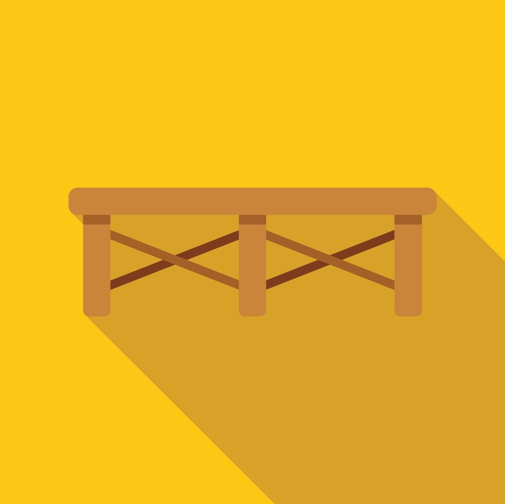 Wooden folding camping table standing on yellow background vector
