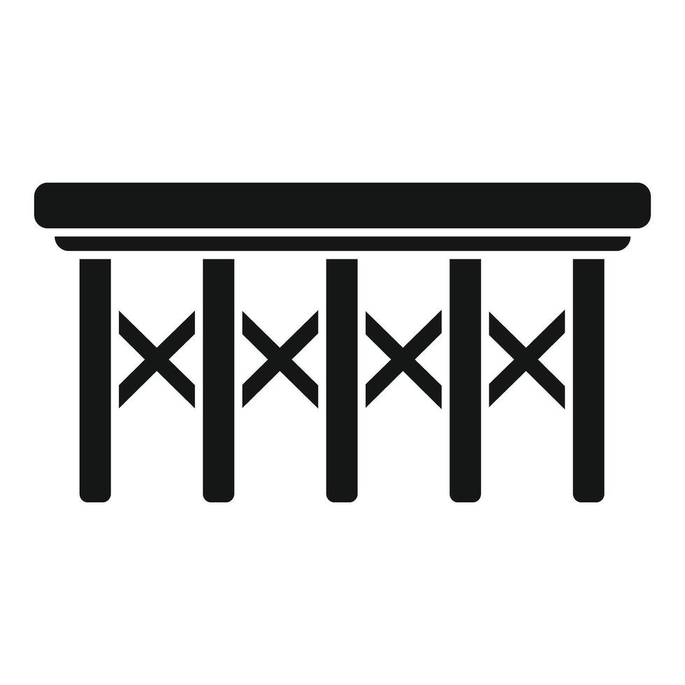Wooden bridge with x shaped railings for river crossing vector