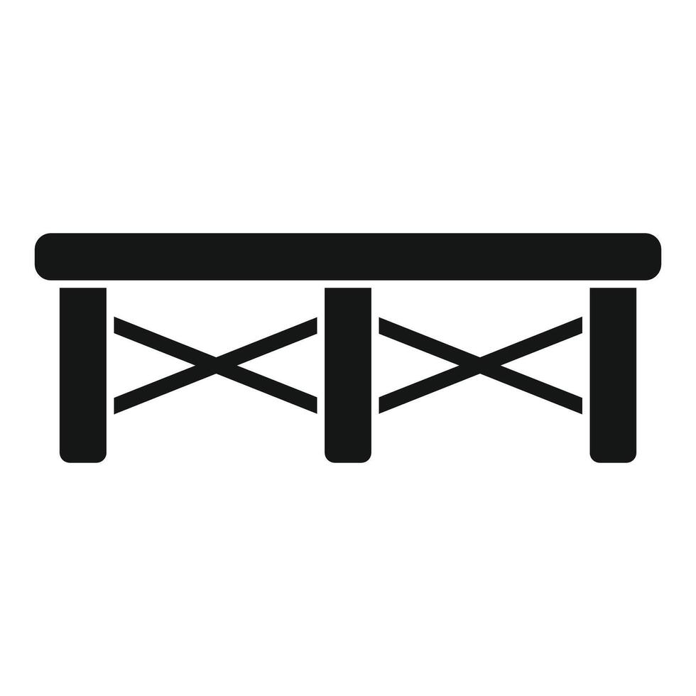 Wooden bench with x shaped side supports icon showing a simple seat vector