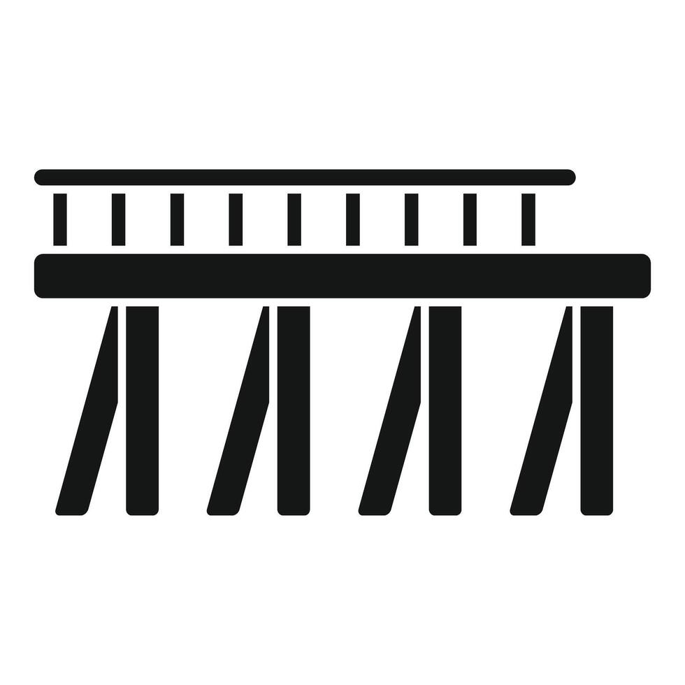 Bridge with railings connecting river banks icon silhouette vector